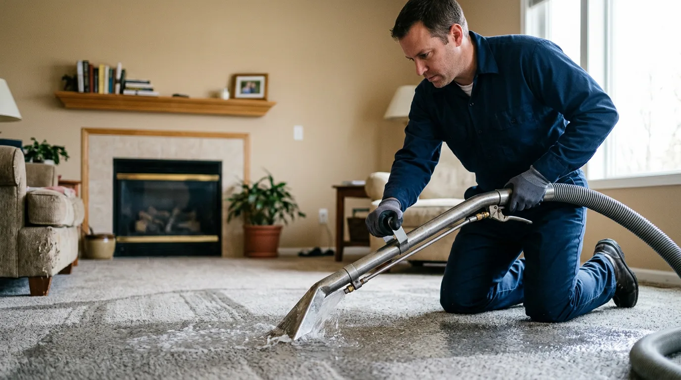 Water damage restoration technician working near Kerens, TX